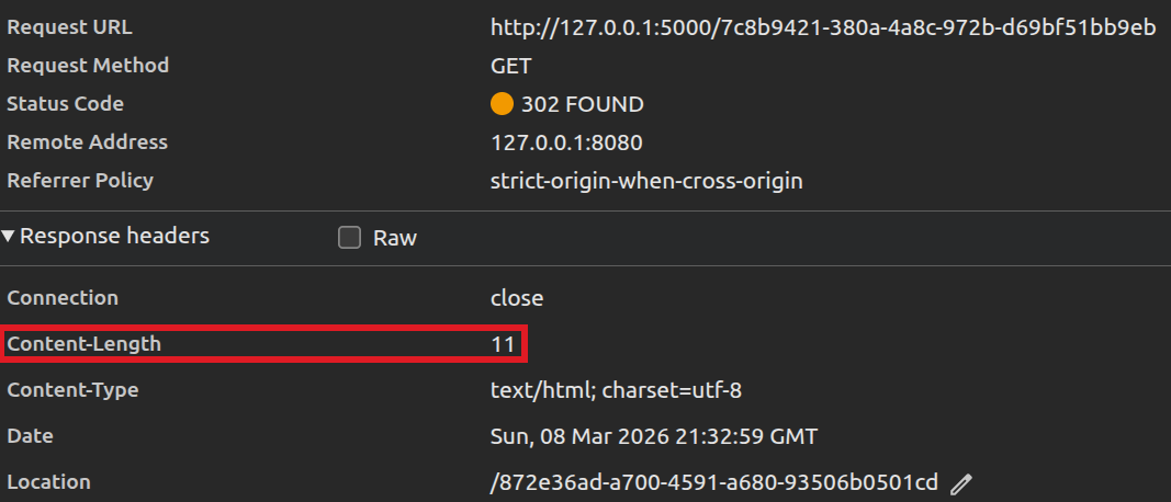 En-têtes d'une des réponses HTTP