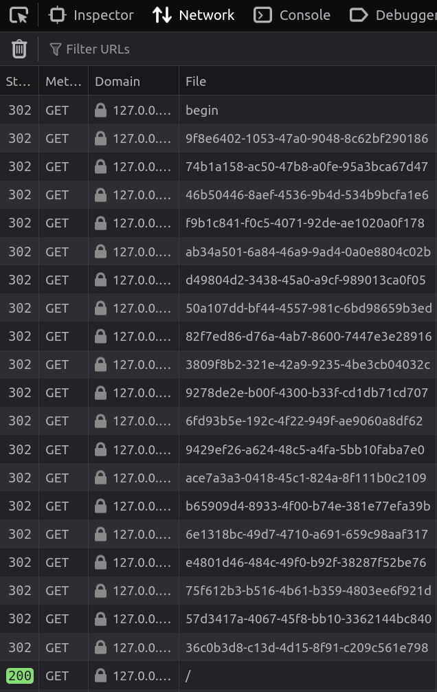 Outil réseau du navigateur lorsque l'on clique sur le lien