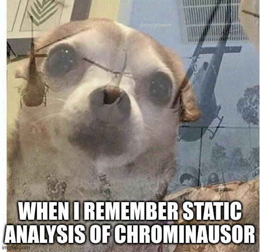PTSD Chihuahua meme - When I remember static analysis of Chrominausor
